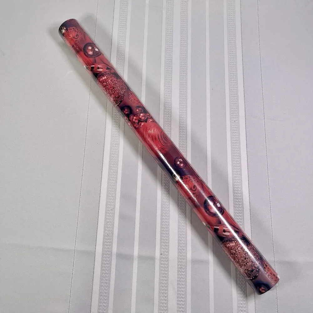 VTG 90s Red Ornaments Christmas Gift Wrap Paper American Greetings 36 Sq Ft NEW